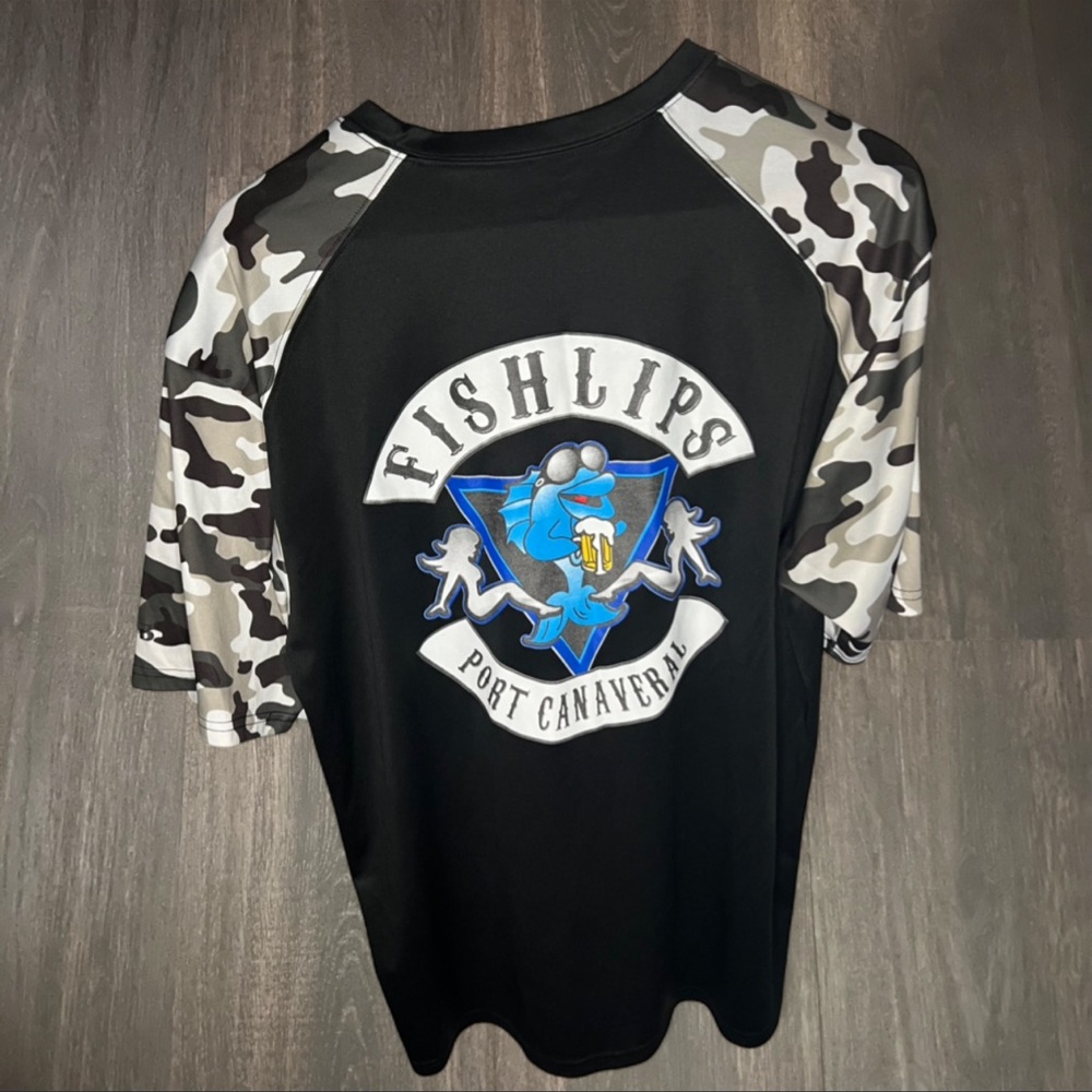 Badger Sport Fishlips Port Canaveral Camo Dri-Fit Tee Size Large